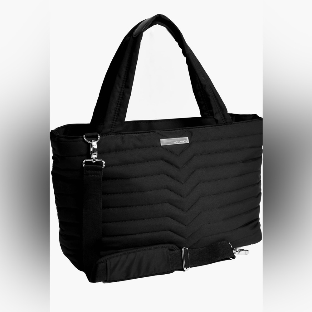 Vince Camuto Avery travel tote bag—with channel quilting.